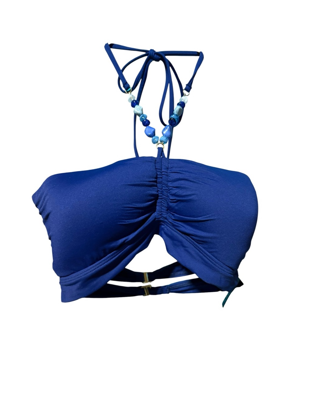 Ralph Lauren Royal Blue Halter Bikini Top with Bead Detail